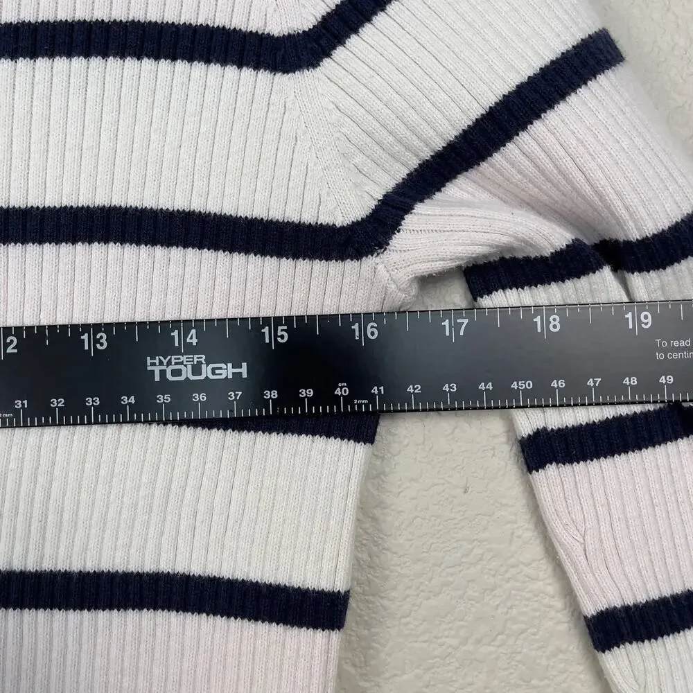 Polo Jeans Co Ralph Lauren Striped Sweater White Navy Pink Large Vintage Y2K‎